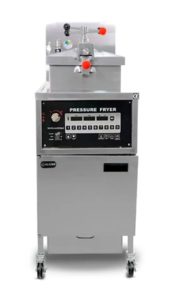 Freidora brostera de piso a gas 25 L con bomba y filtro de aceite Glazer GC-FBP25DF2