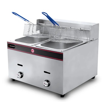 Freidora a gas de 2 tolvas capacidad 6 litros Glazer GC-FE6L-2